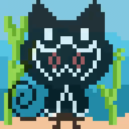 ocean cat pixel animation done in aseprite