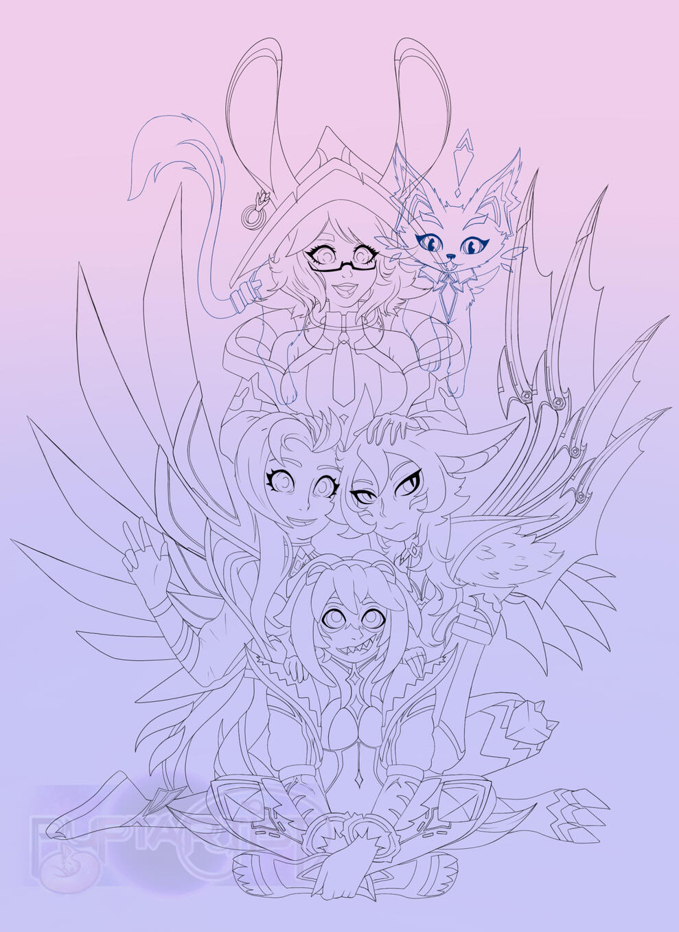 WIP Lineart Anima Squad art (League of Legends) WIP Lineart Anima Squad art (League of Legends)